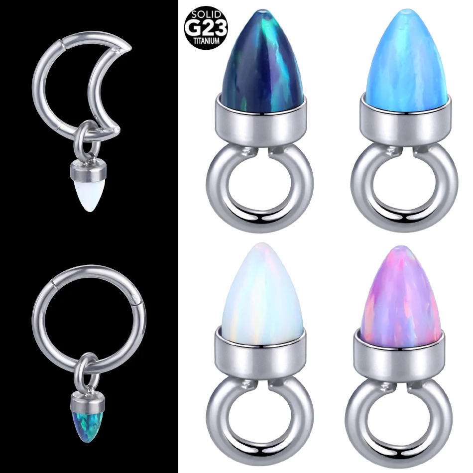 

10Pcs/lot G23 Titanium Opal Nose Septum Nipple Belly Ring Decoration Ear Cartilage Opal Pendant Women Gift Body Jewelry