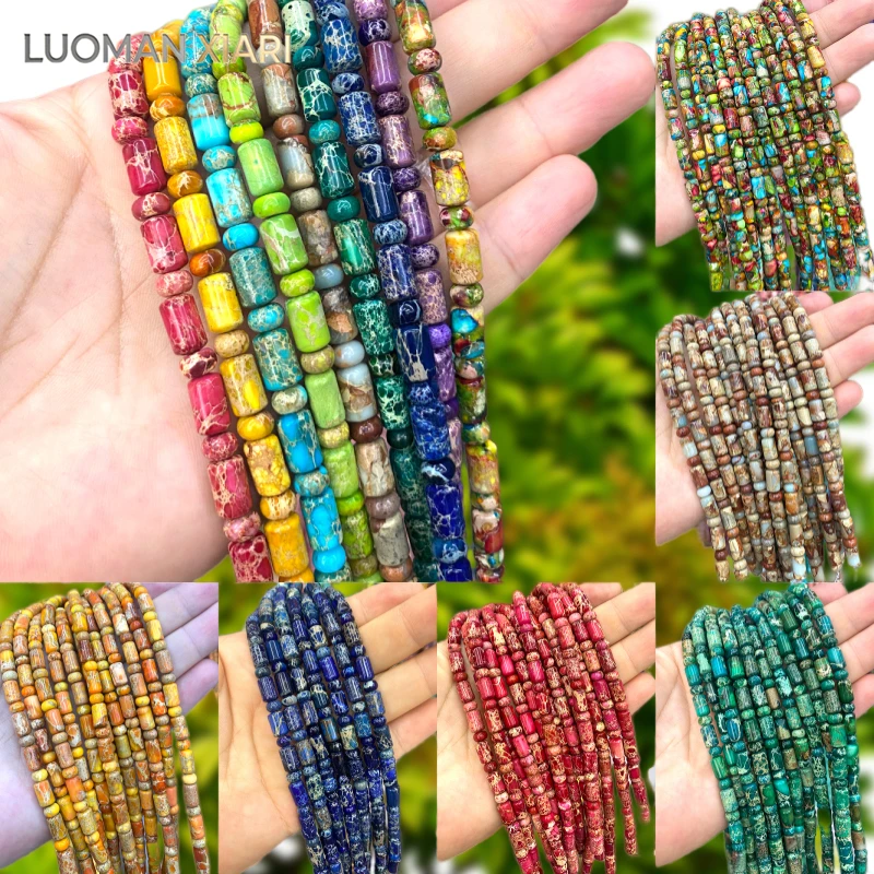실린더 아바쿠스 혼합 해양 퇴적물 재스퍼 4x6x10mm 천연석 스페이서 비즈 쥬..