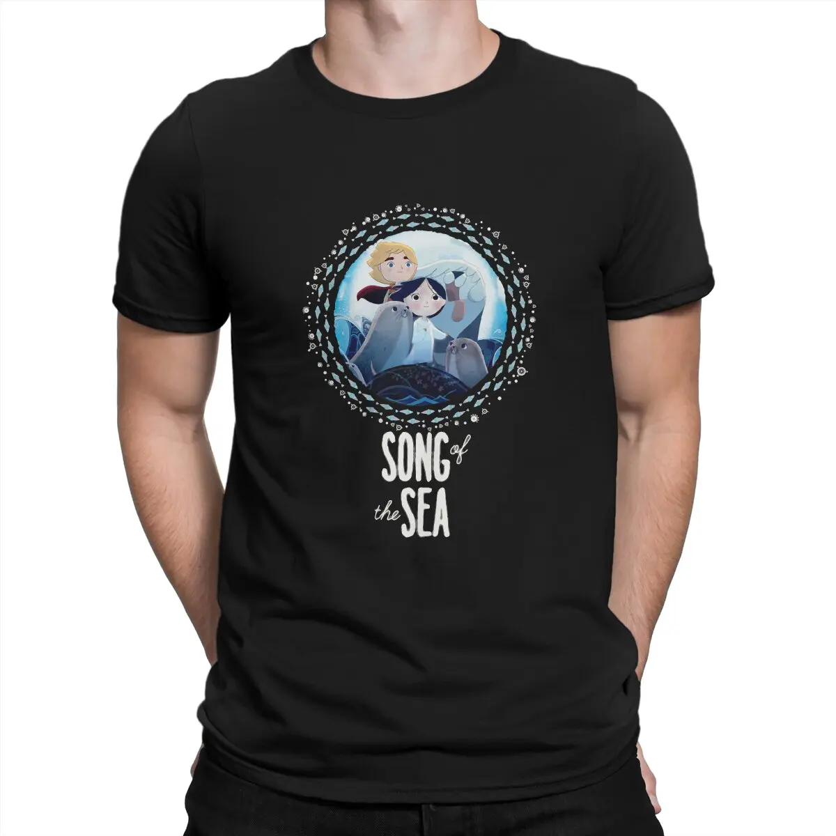 

Новейшая футболка Song Of The Sea для мужчин, синяя Базовая футболка с круглым вырезом, отличительные подарки на день рождения, топы
