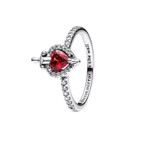 925 Sterling Silver Red  Heart Colorful Stone Size 6 7 8 9 Snowflake Daisy Ring Rings Wedding Fashion Fine Jewelry Women - Image 6