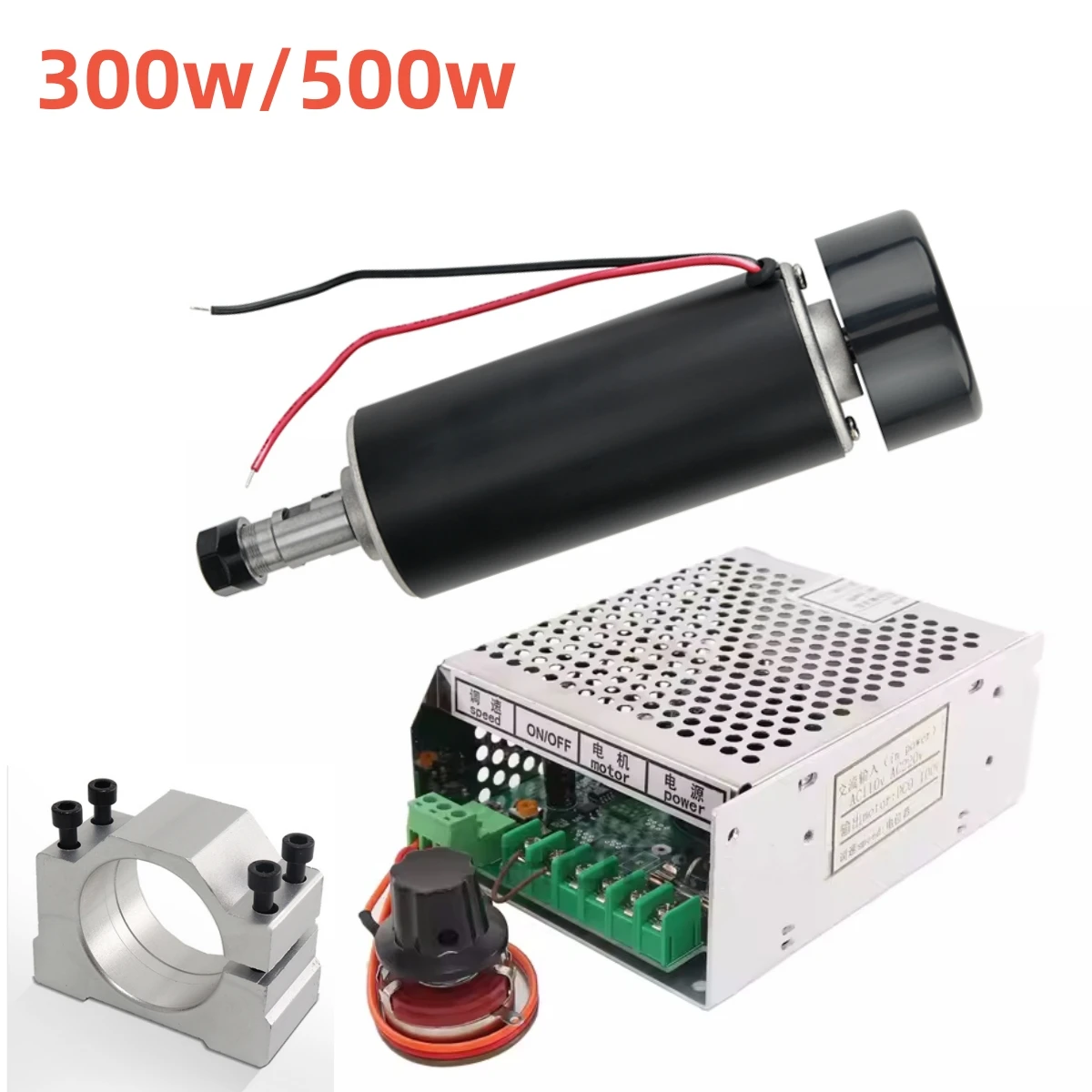 Air Cooled 0.3kw 0.5kw Spindle Power Supply 52mm Clamps Er11 Chuck 300w 500w Spindle Motor Speed Governor CNC Milling