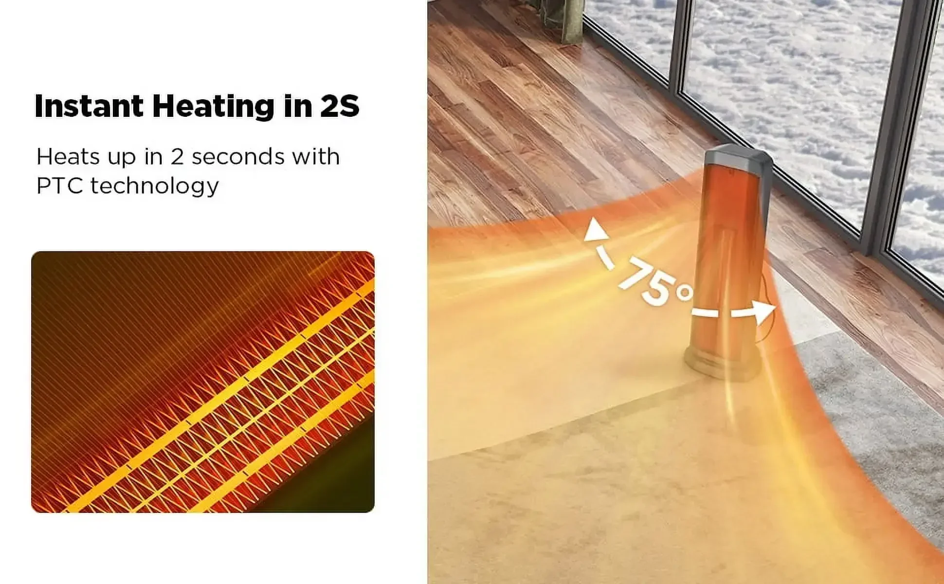 23" Tower Ceramic Heater, Black, New 5