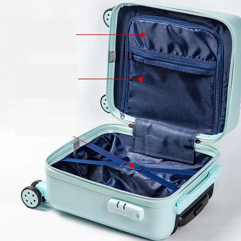New 14" Rolling Luggage Women Men Wheel Trolley Box Travel Clothes Carry Case