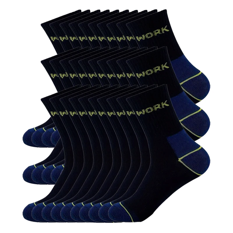 Mens Moisture-Wicking Cotton Sports Socks - Cushioned Hiking  Outdoor Anti-Slip 30 Pairs