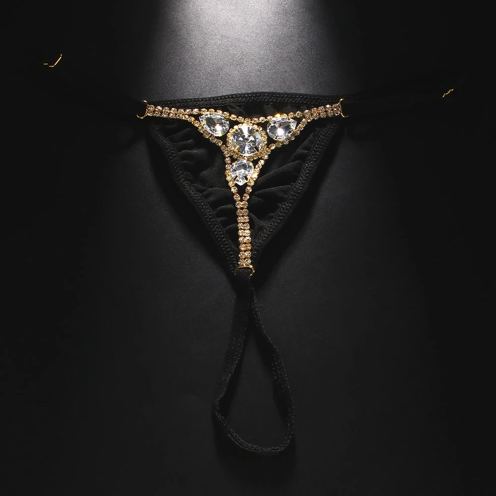 Perizoma Con Catena A Goccia E Strass, Bikini Intimo Femminile Con Gioiello Corpo - 2