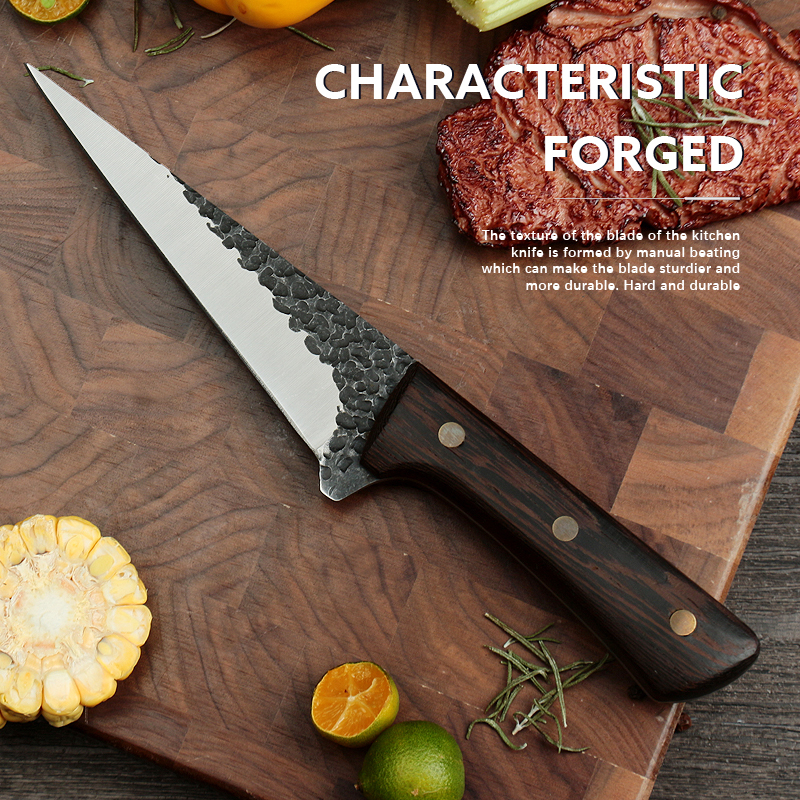 Forged Splitting KnifeProfessional Meat Cutting and Bone CuttingConvenient and Smooth Solid Wood Handle5Cr15 Stainless Steel
