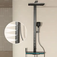 Gray  Shower Set  For Bathroom LED Digital Piano White Smart Tub Faucet Waterfall Shower System Rain Shower System 1