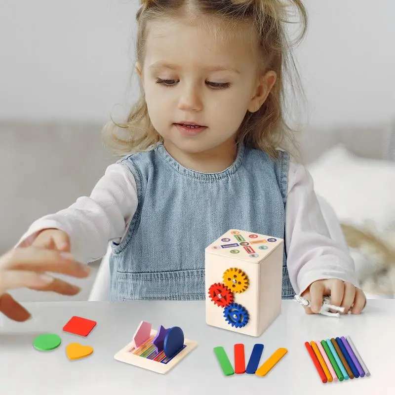 Shape Sorting Toy Sensory Matching Games Wooden Shape Color Sorter Motor Skills Toys For 1-3 Year Old Boy Children