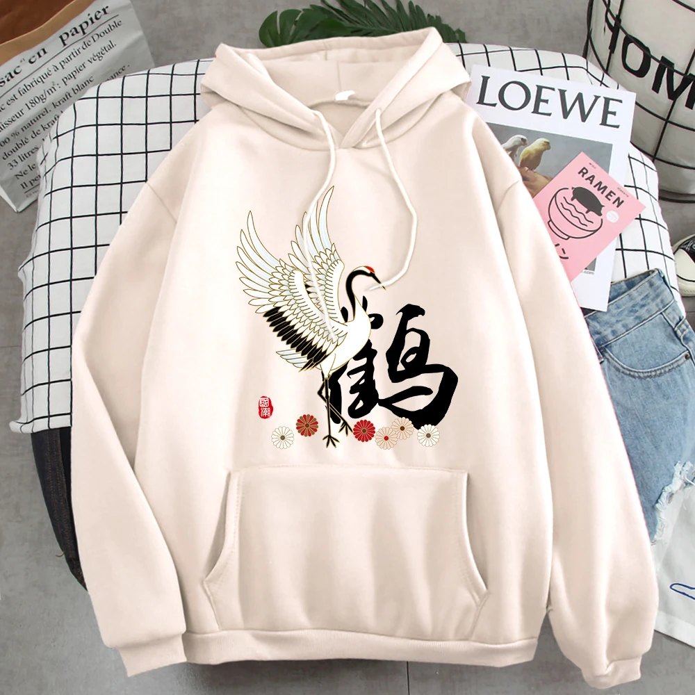 

Japanese Crane Cool Hoodies Fashion Printing Mens Pullovers Streetwear Hip Hop Hoodie For Man Comfortable Punk Male Loose Hoody