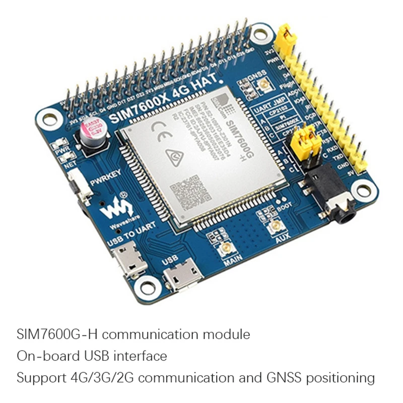 Waveshare SIM7600G-H 4G Expansion Module for Raspberry Pi GNSS GPS LBS Positioning Global Communication Support 3G/2G