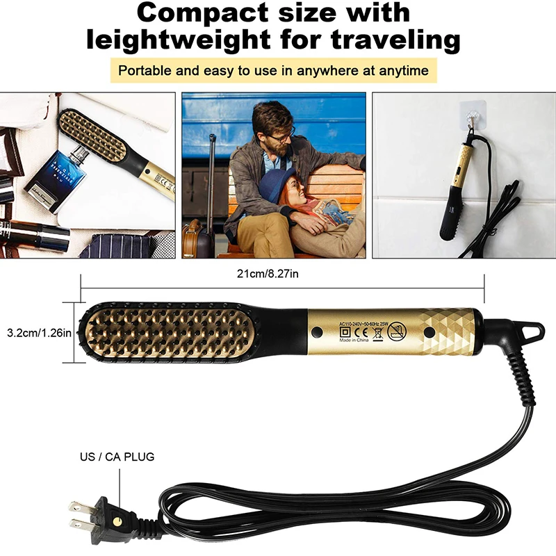Multifunctional Quick Hair Beard Straightener Men's Hair Straightening Flat Iron Heated Hair Comb Electric Men Hair Beard Styler 4