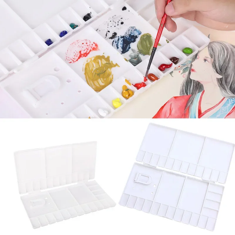 24Grid Folding Watercolor Palette Watercolor Paint Tray Box Renovate Cover Pigment Box Painting Tool Artistic Supplies paint tray color palette watercolor palette