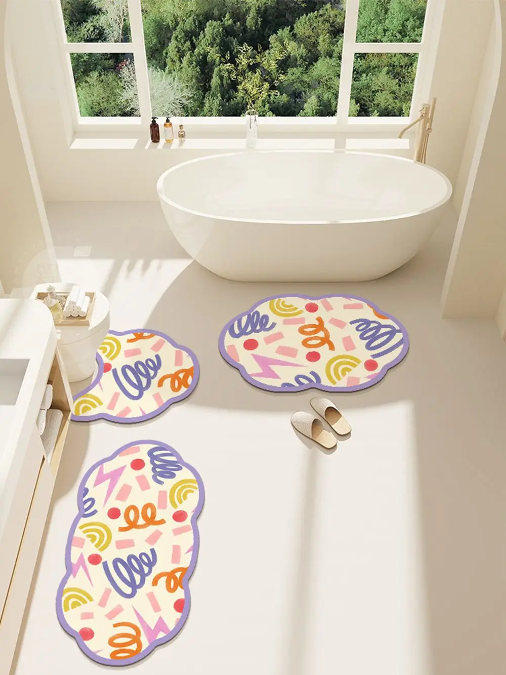 VIKAMA 3PCS 욕실 바닥 매트, 화장실 휴대용 세면대 물 흡수 패드, 출입구 미끄럼 방지 카펫, 홈 인테리어