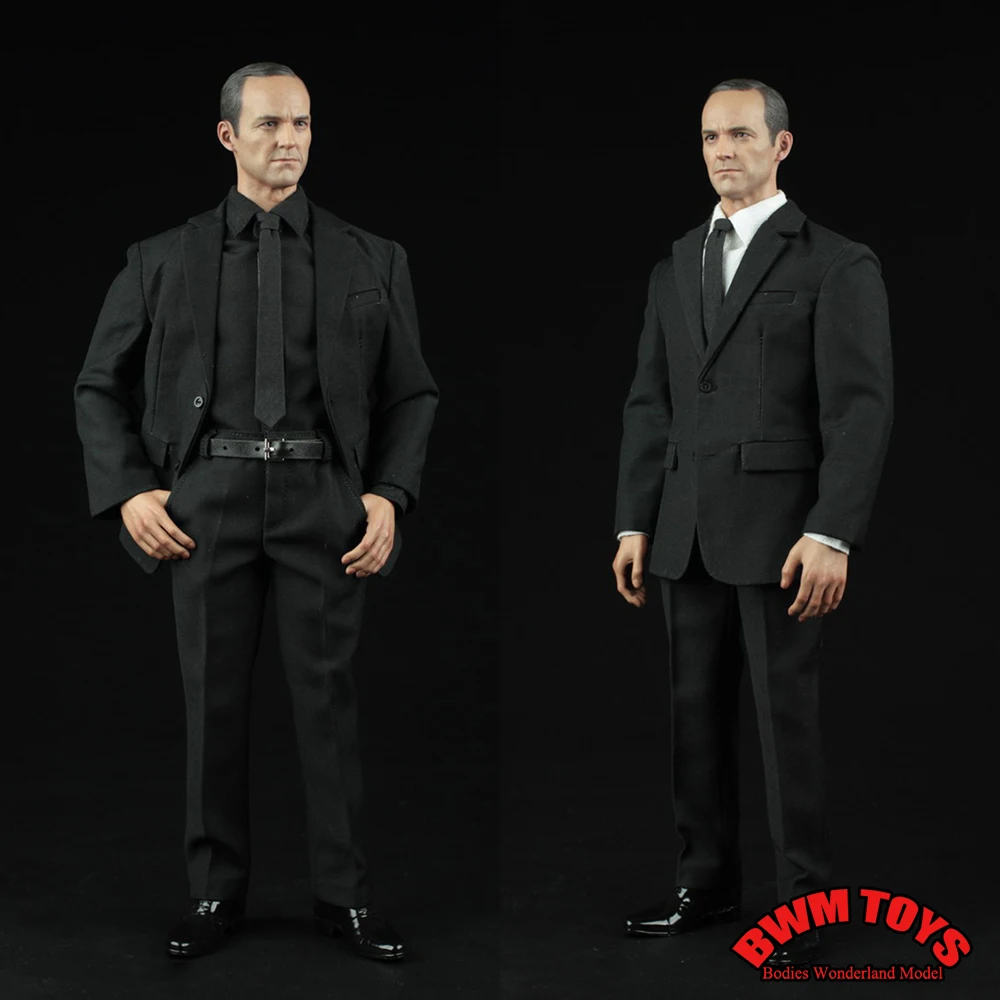 

AFS A004 1/6 Male Gentleman Retro Black Clothes Suit Set Leather Shoes For 12" Normal Muscle Narrow Shoulder Action Figure Body