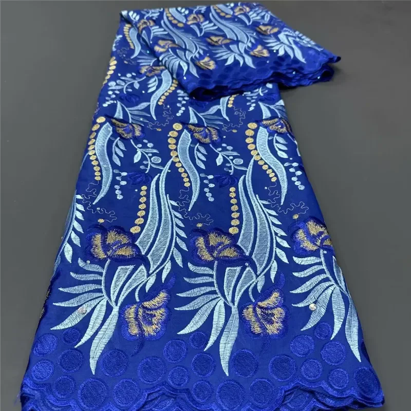 

5 yard Swiss lace fabric heavy beaded embroidery African 100% cotton fabrics Swiss voile lace popular Dubai style 1L101401