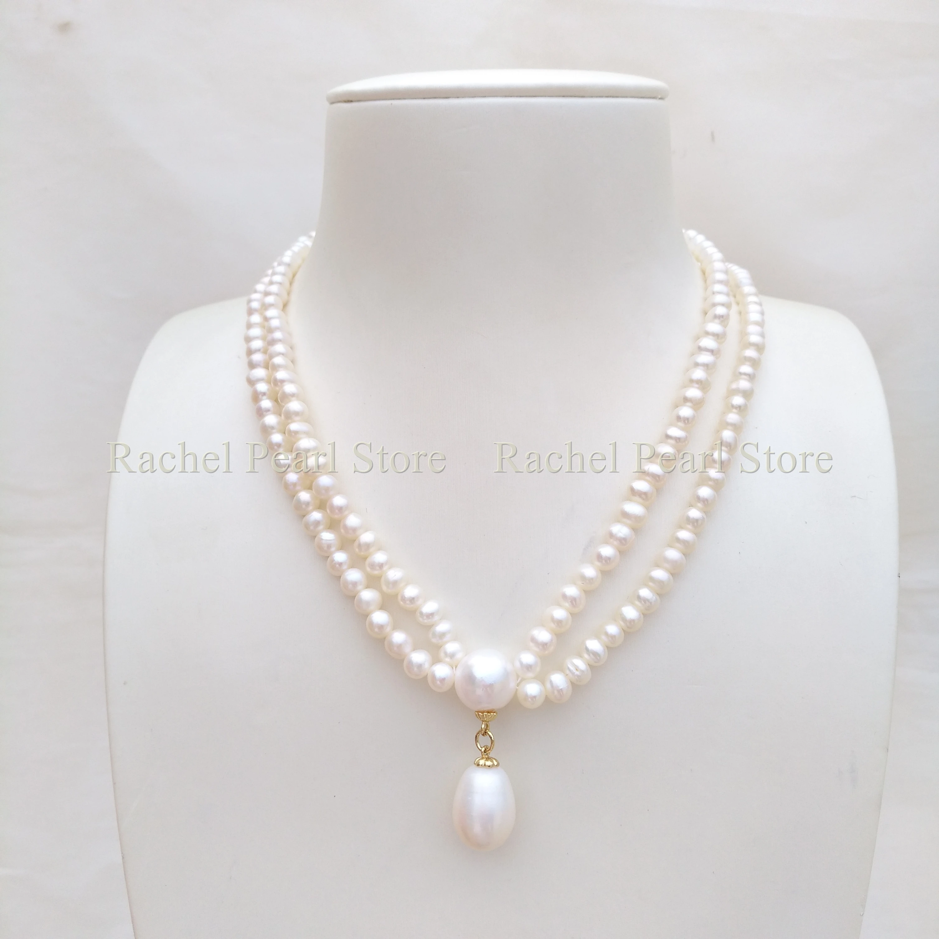 

2 Rows 4-5mm Baby Pearl White Bright Natural Seawater Akoya Necklace Small Bead Exquisite Gift At Party Engagement Free Shipping