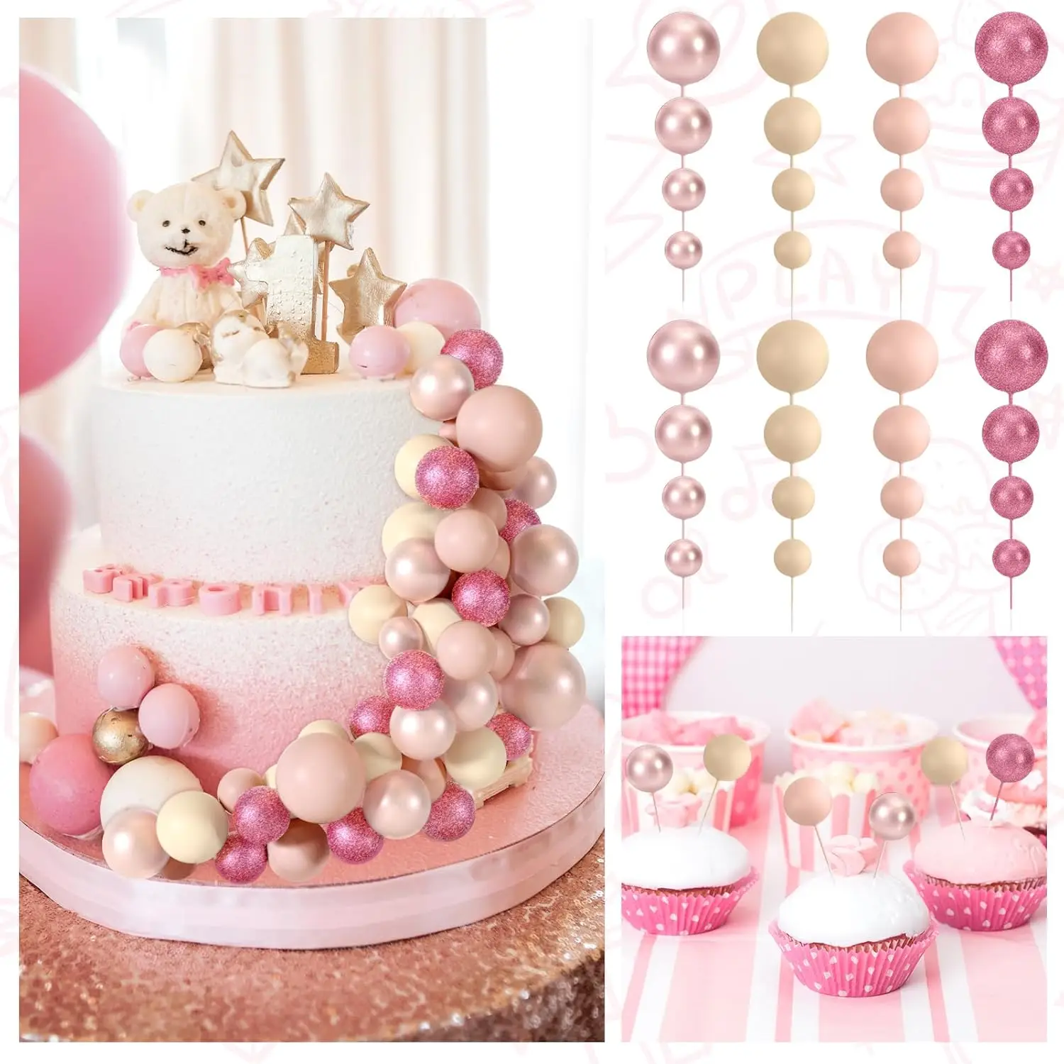 Palline Decorative per Torte Orsetto per Torta Decorazione 29 Pezzi Decorazioni Torte Blu Orso Cake Topper Compleanno Battesimo Ragazzo Baby Shower, Celebrazione, Festa di Rivelazione