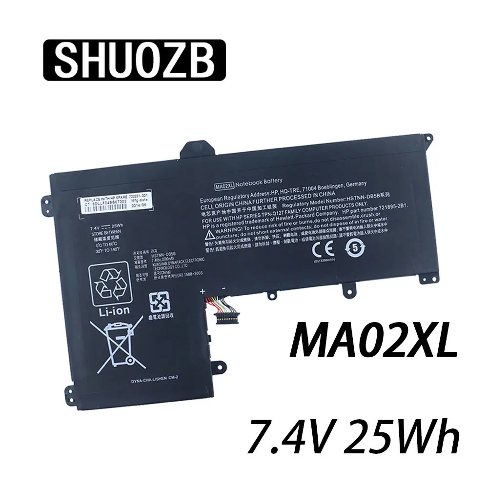 

SHUOZB MA02XL Laptop Battery For HP SlateBook 101" X2 TPN-Q127 HSTNN-IB5B HSTNN-DB5B HSTNN-LB5B 722231-001 721895-221 7.4V 25WH
