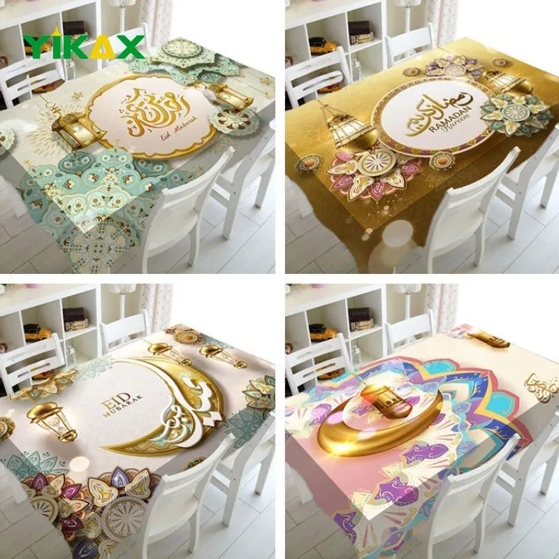 

Eid Restaurant Decoration Table Cloth Muslim Ramadan Decoration Tapestry Islamic Crescent Moon Rectangular Waterproof Tablecloth