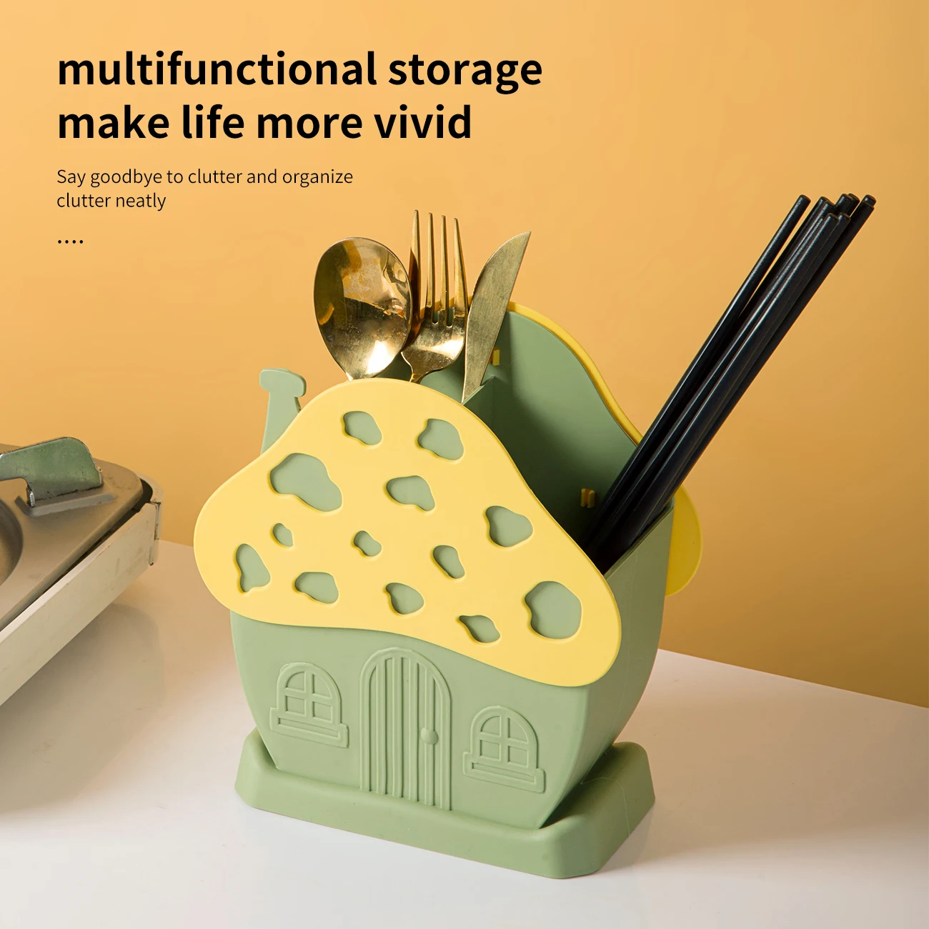 Cute Kitchen Tableware Storage Rack Hollow Drainer Spoon Fork Holder