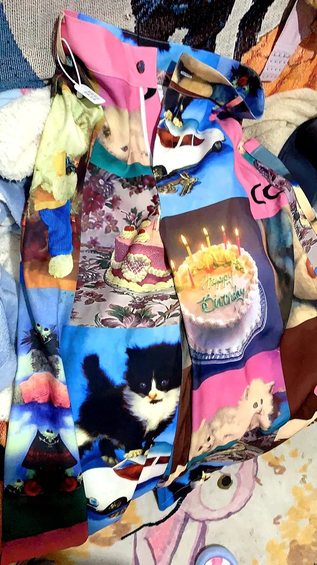 Women Floor Long Full Pants Cartoon Cat Cake Baggy Loose Wide Straight Leg #punk harajuku goth grunge y2k e-girl fairycore 2000s
