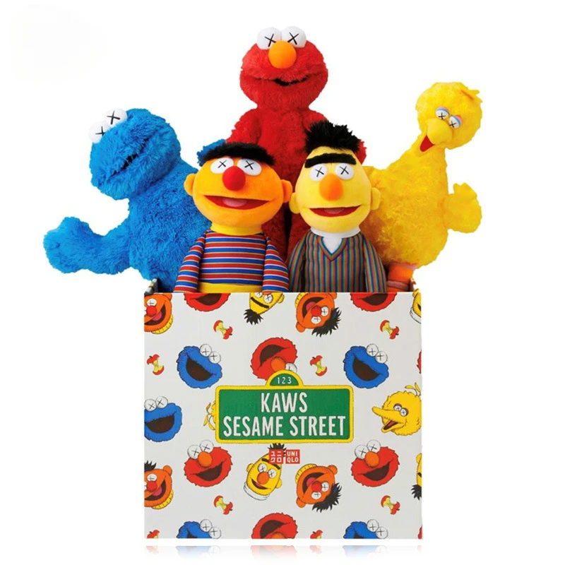 

Japan Sesame Street 30-35cm Plush Doll Doll Co-branded Elmo Sugar Cookie Monster Doll Tide Gift Action Figures Toys