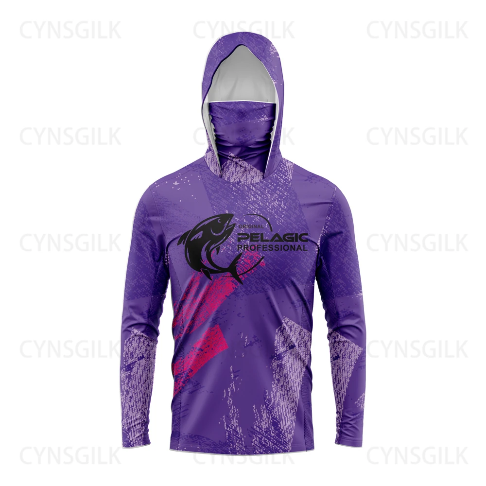 original pelagic professional Men Hood Fishing Shirt long sleeve fishing t shirt uv protection Fishing Apparel