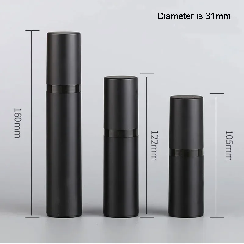 Plastic Pump Bottle 10Pcs 15/30/50ml Black Vacuum Pump Bottle Lotion Shampoo Bottles Refillable Spray Perfume Atomizer Sprayer