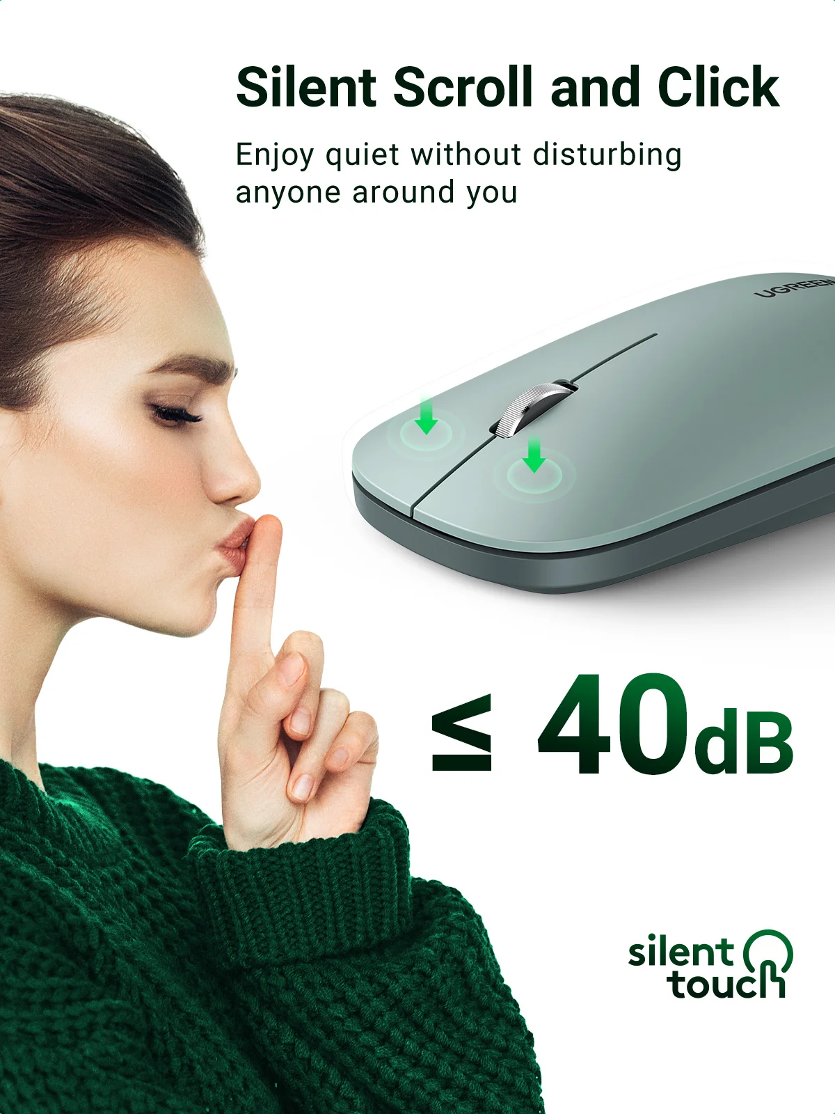 ugreen mouse sem fio dpi clique em silêncio para macbook pro ipad ar tablet computador portátil pc mouse sem fio