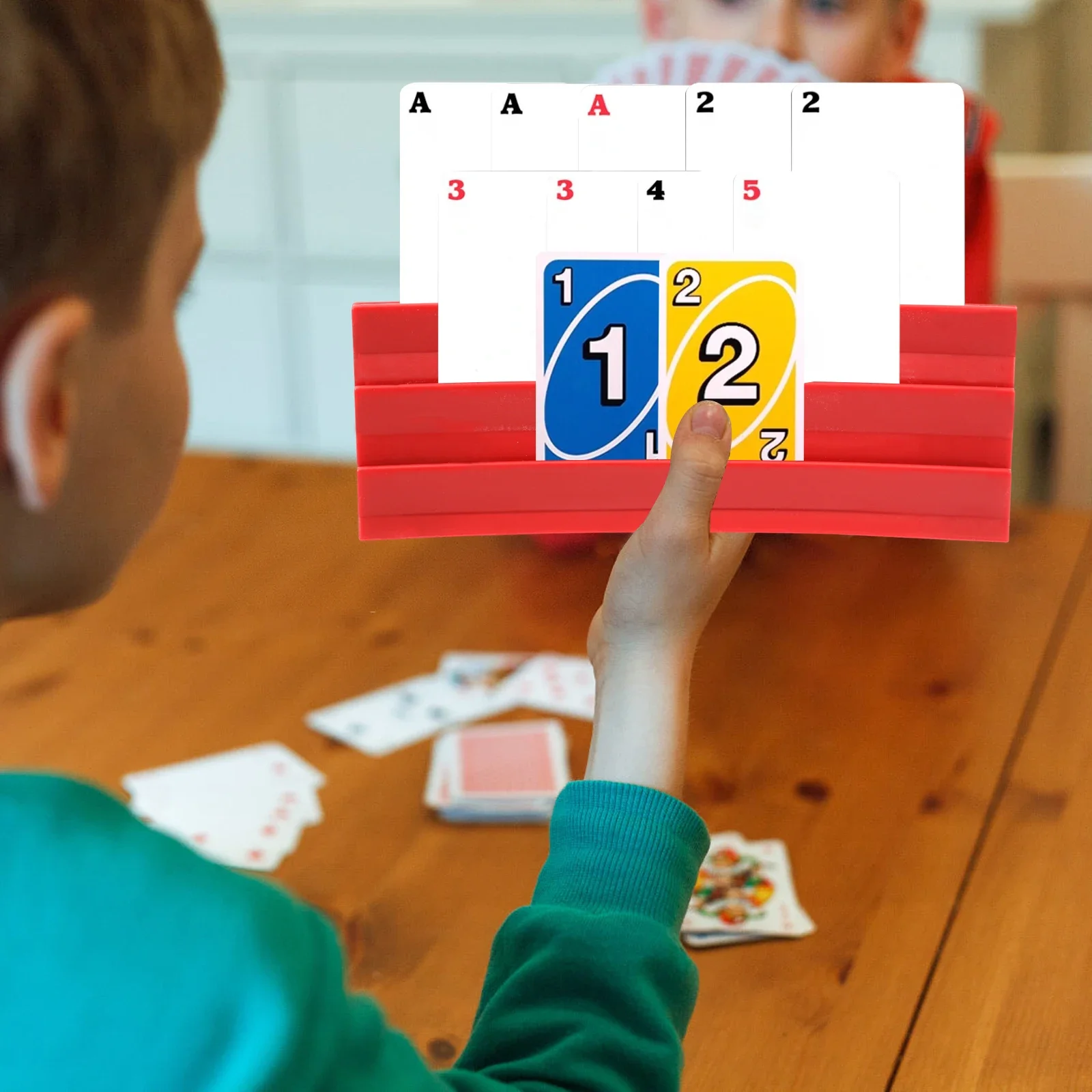 4PCS Plastic Card Holders Large Capacity Portable Stackable Storage Game Card Tray Keep Focusing Playing for Adults Kids Seniors