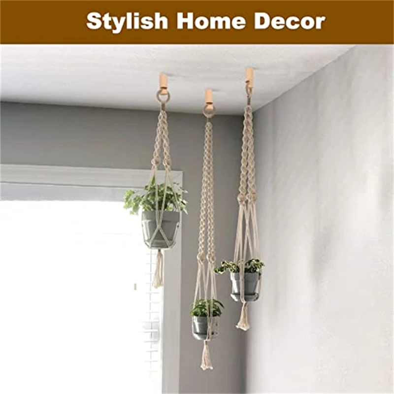 Description Picture 4 of itemNordic Natural Wood Wall Plant Hangers Hanging Flower Pot Hook Nordic Flower Bracket for Lanterns Wind Chimes Balcony Home Decor