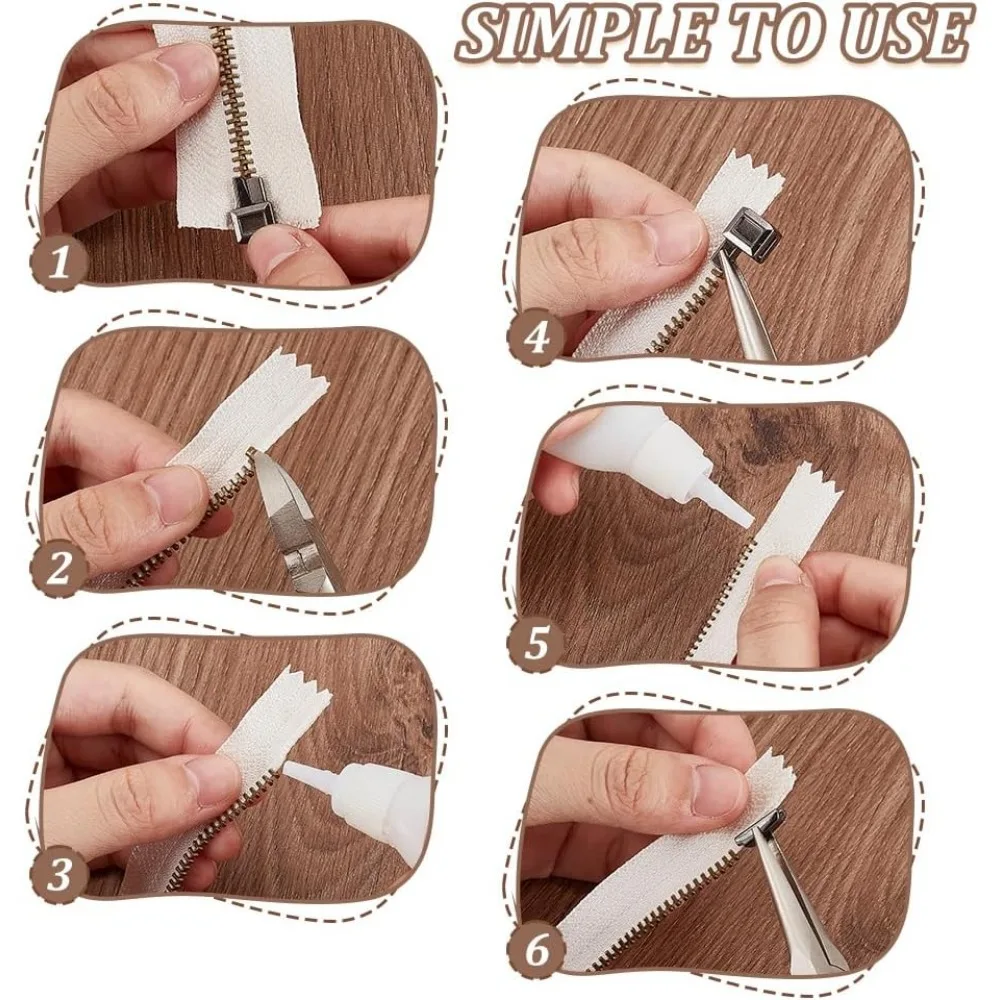 Zipper Repair Kit Zipper Accessories 16 Sets Metal Zipper Repair4 Sizes Zipper Insertion Pin #3#5#8#10 Latch Slider Retainer Bottom Stop