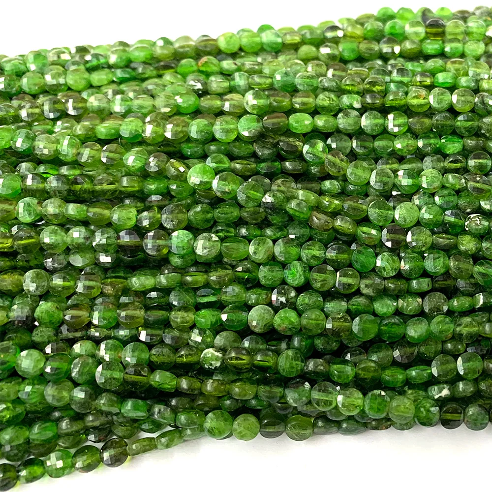 Veemake Natural Diopside Faceted Round Rondelle Edge Cube Coin Disc Beads For Jewelry Making DIY Necklace Bracelets Earrings 4