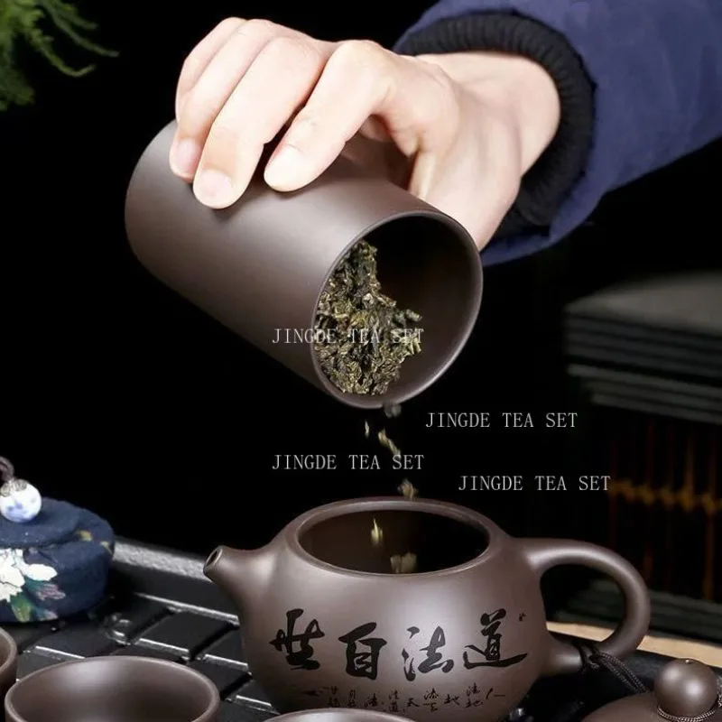 Purple Clay Travel Tea Set Chinese Portable Kung Fu Teapot Tea Cup Travel Express Cup Household Teaset Tea Ceremony Accessories