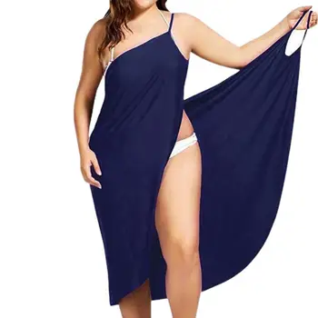 Cover Up Dress Solid Color Split Sexy Sleeveless Slit Beach Dress for Swimming 7