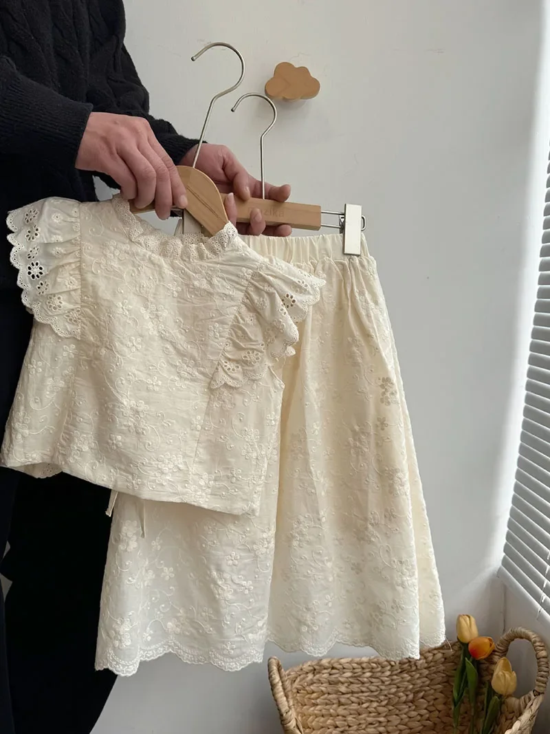 MILANCEL New Summer Kids Clothes Set Infant Cute Lace Sleeveless Vest +Skirt Girls Embroidered Flowers Outfit - Image 2