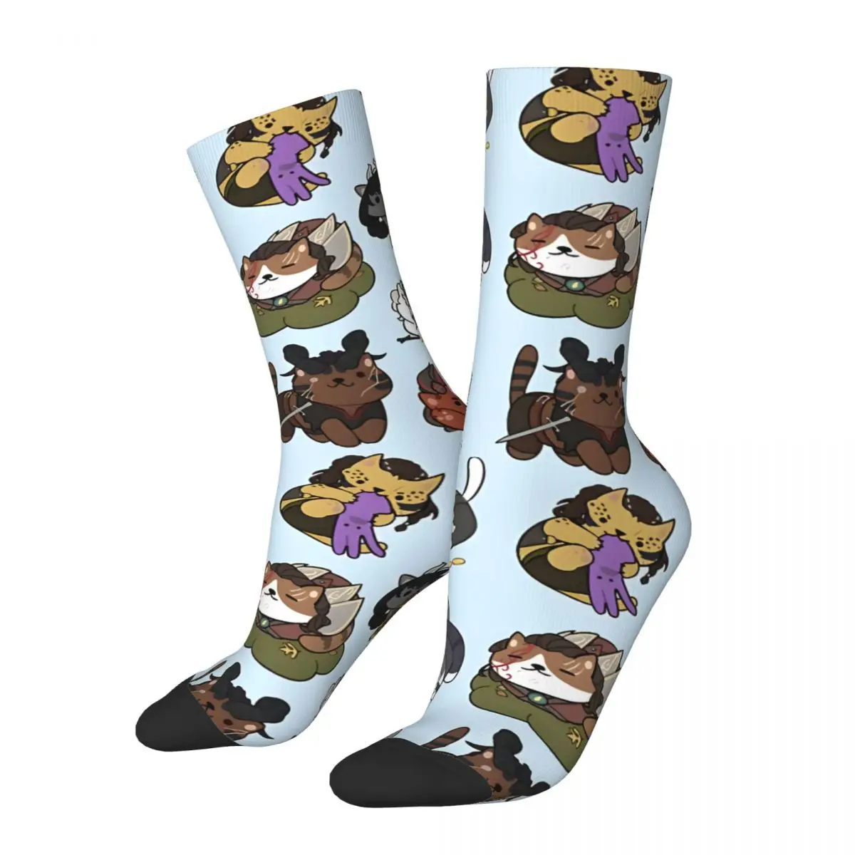 Happy Funny Cat Friends Bg3 Calzini Da Uomo Retro Harajuku Baldurs Gate 3 Hip Hop Novità Pattern Crew Crazy Sock Gift Stampato
