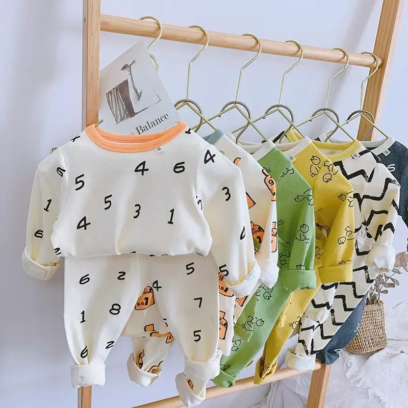 Kids Clothes Set Baby Girl Clothing Set Korean Spring Autumn Children Cotton Floral Home Clothing Underwear