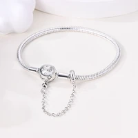 Bracelet Disney en argent 925, breloques en forme de cœur, pavé de zircone, 17-20CM, pour femmes, bijoux à breloques DIY, cadeaux, offre spéciale 4
