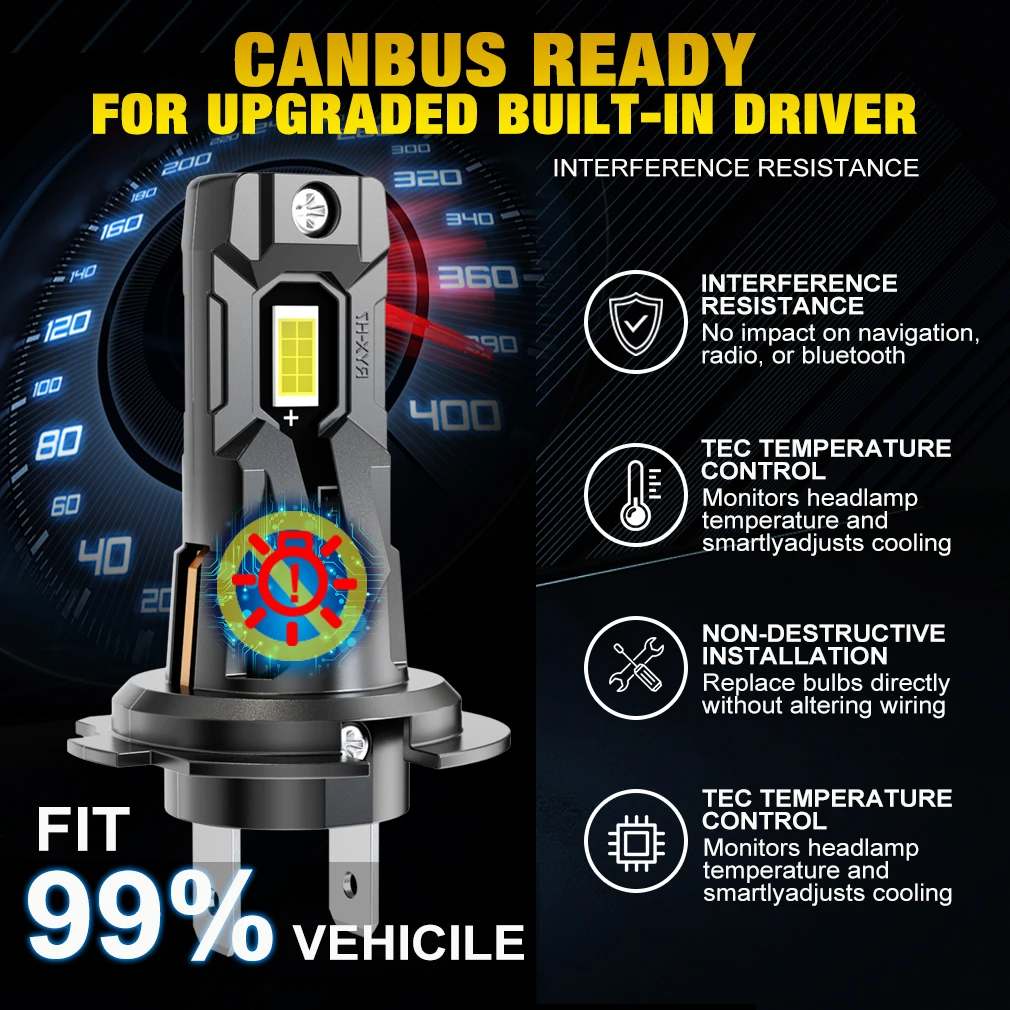 H7 LED Headlight Bulbs XSTORM H7 LED Headlight Bulbs 120W 30000LM 6000K 7035 CSP Headlamp With Turbo Fan Auto Headlight fog