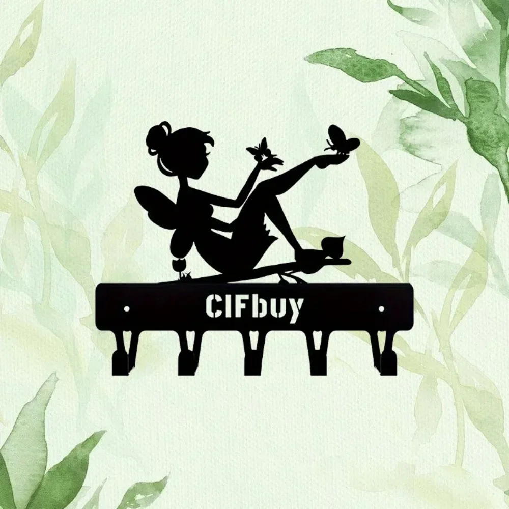 Enhance Your Space with Cute Butterfly Fairy On Branch Steel Silhouette Metal Wall Art-Ideal for Home and Garden Decor