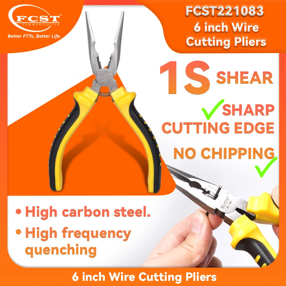 FCST 6-inch Wire Cutting Pliers 1S Shear Carbon Steel Wire Cable Cutter Copper Wire Iron Wire Nipper Hand Tools