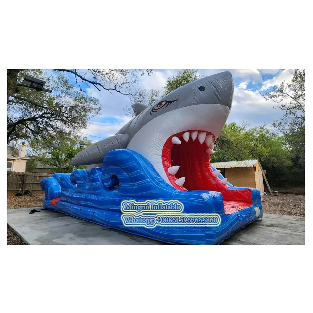 9X4 meters Inflatables White Shark Bounce House Kids Jumper Bouncer Castle Large Inflatable Water Slide Outdoor Games for Adults