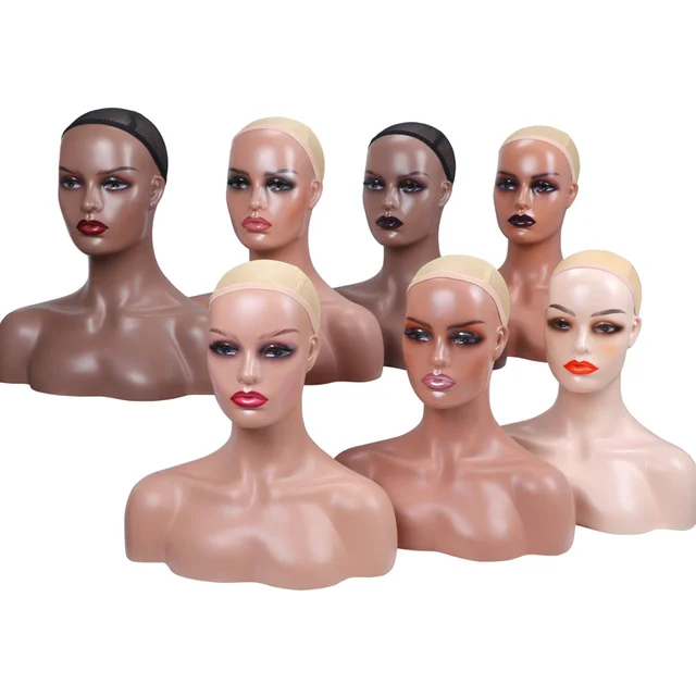 African Smiling Face Mannequin Head With Shoulders Female