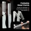 New Type1/2PCS Portable Steel Combs Folding Pocket Beard Combs For Men Oil Head Hair Styling Comb Salon Barber Tools For Haircut 2