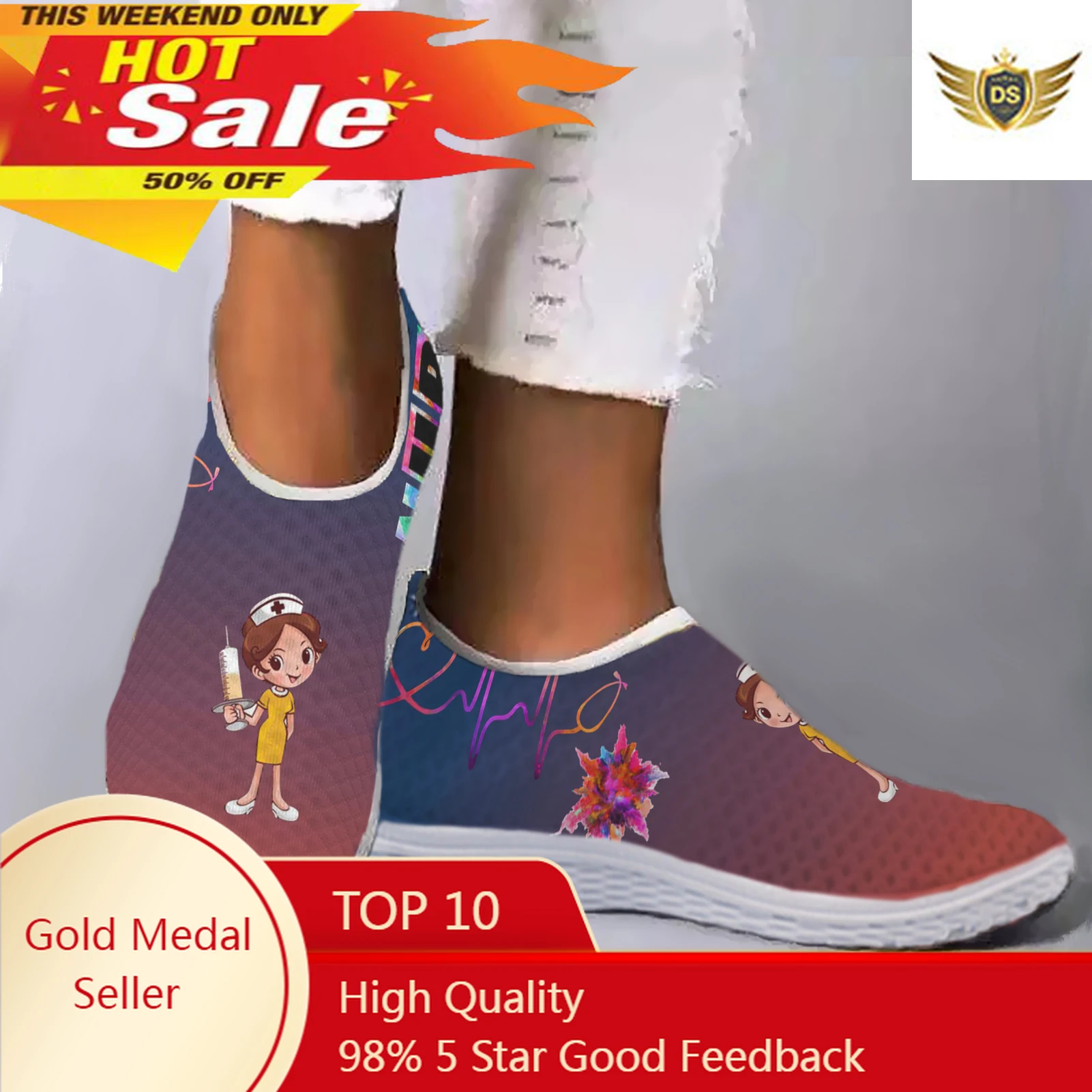 

Nurse Shoes Summer Flats Women Shoes Mesh Sneakers Shoe Woman Cartoon Medical Shoes Casaul Shoes Zapatos Mujer