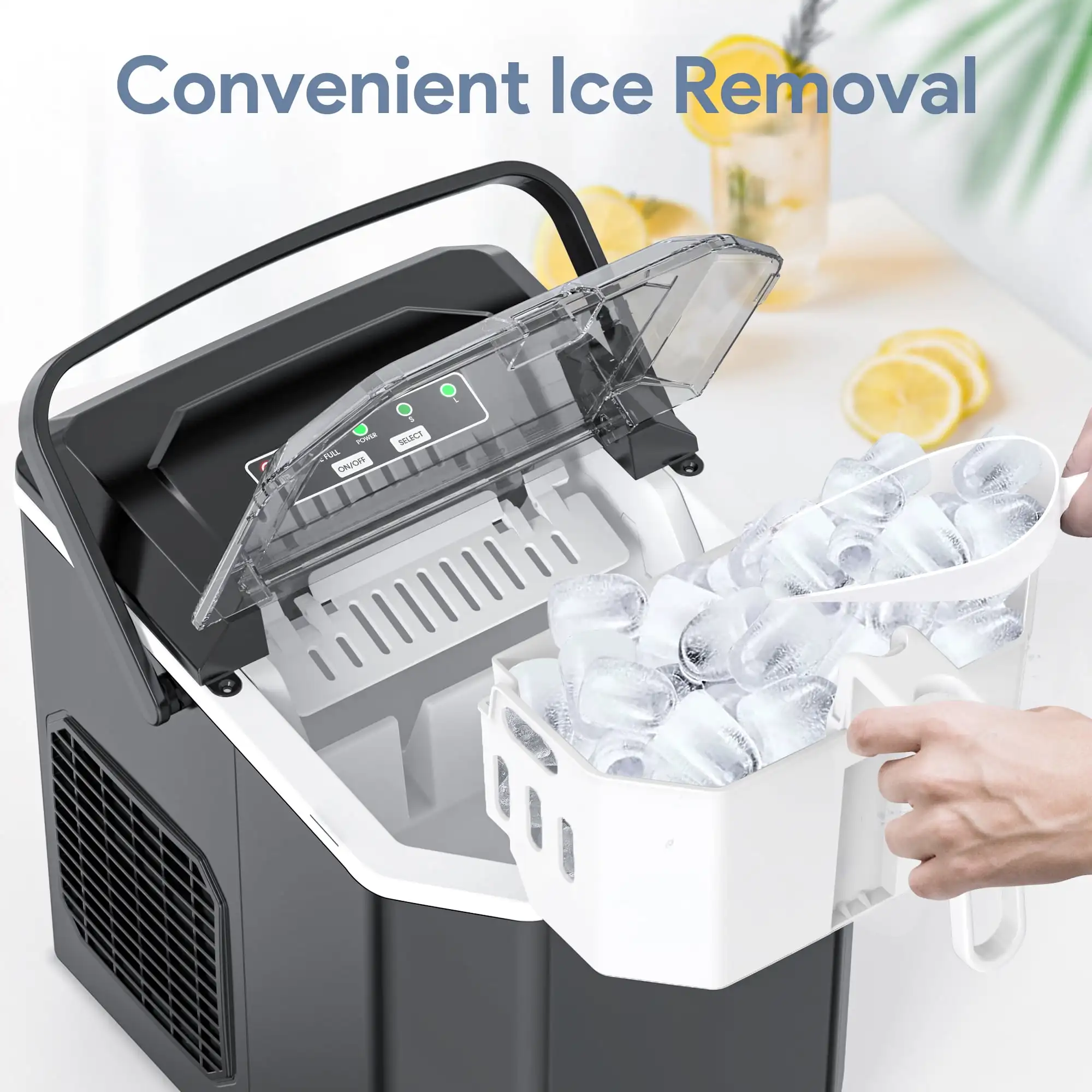 Portable Self Cleaning Pebble Ice Maker Machine