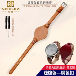 Women's 8mm Genuine Leather Watch Strap - Soft Cowhide Band Bracelet in Stylish Design - 8mm (Light brown silver)