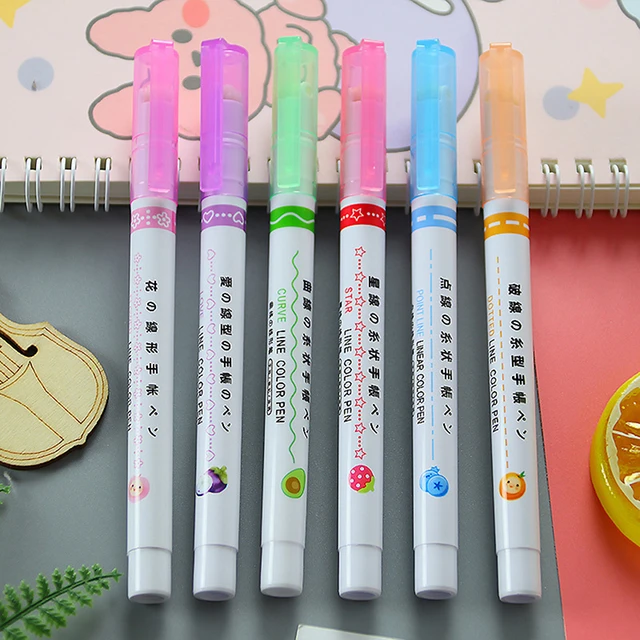 6 Colors Curve Line Marker Highlighter Pen Outline Pastel Markers Drawing  Decoration Manga Markers for Art Drawing Doodling - AliExpress