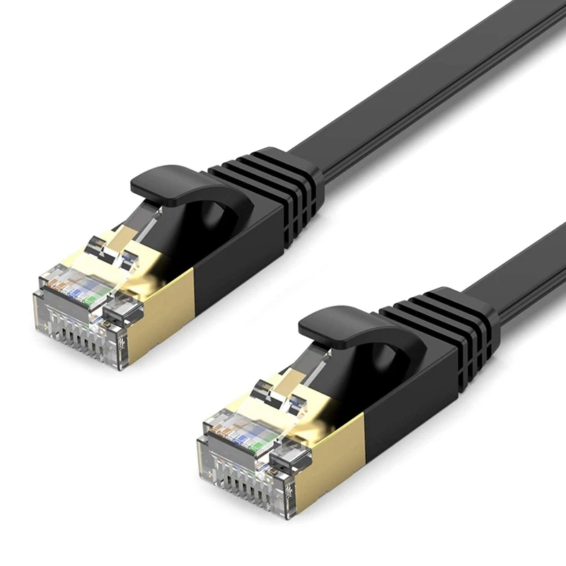 Ethernet Cable,For Cat 7 Gigabit Lan Network RJ45 High-Speed Patch Cord Flat 10Gbps 600Mhz For PC, Router, , Black images - 6